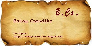 Bakay Csendike névjegykártya